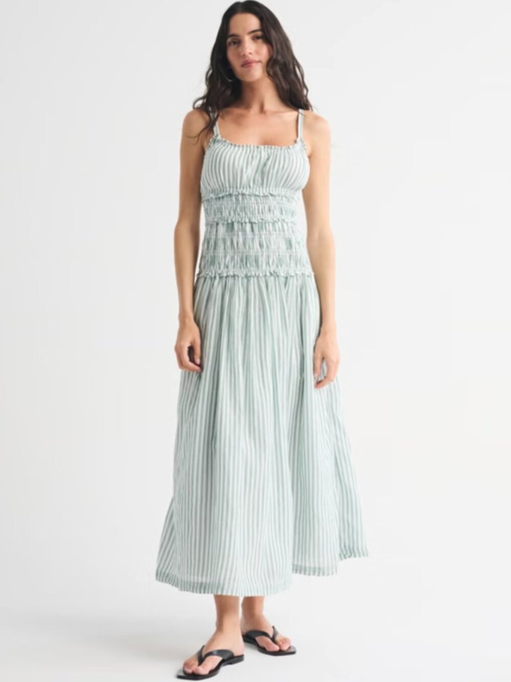 NWT Women's Bra-Free Smocked Drop-Waist Maxi Dress - M